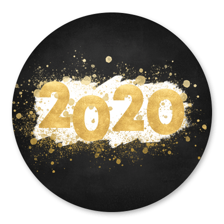 Gouden 2020 met witte verf en spetters